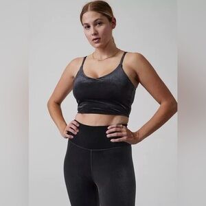 Athleta Elation V-Neck Velvet Crop Padded Size Large In Color Black